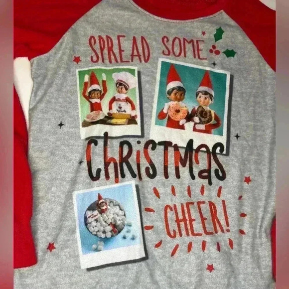 🤍5 for 20$ Elf on the Shelf Girls Long Sleeve Pajama Fleece Shirt Size Medium - Picture 4 of 4